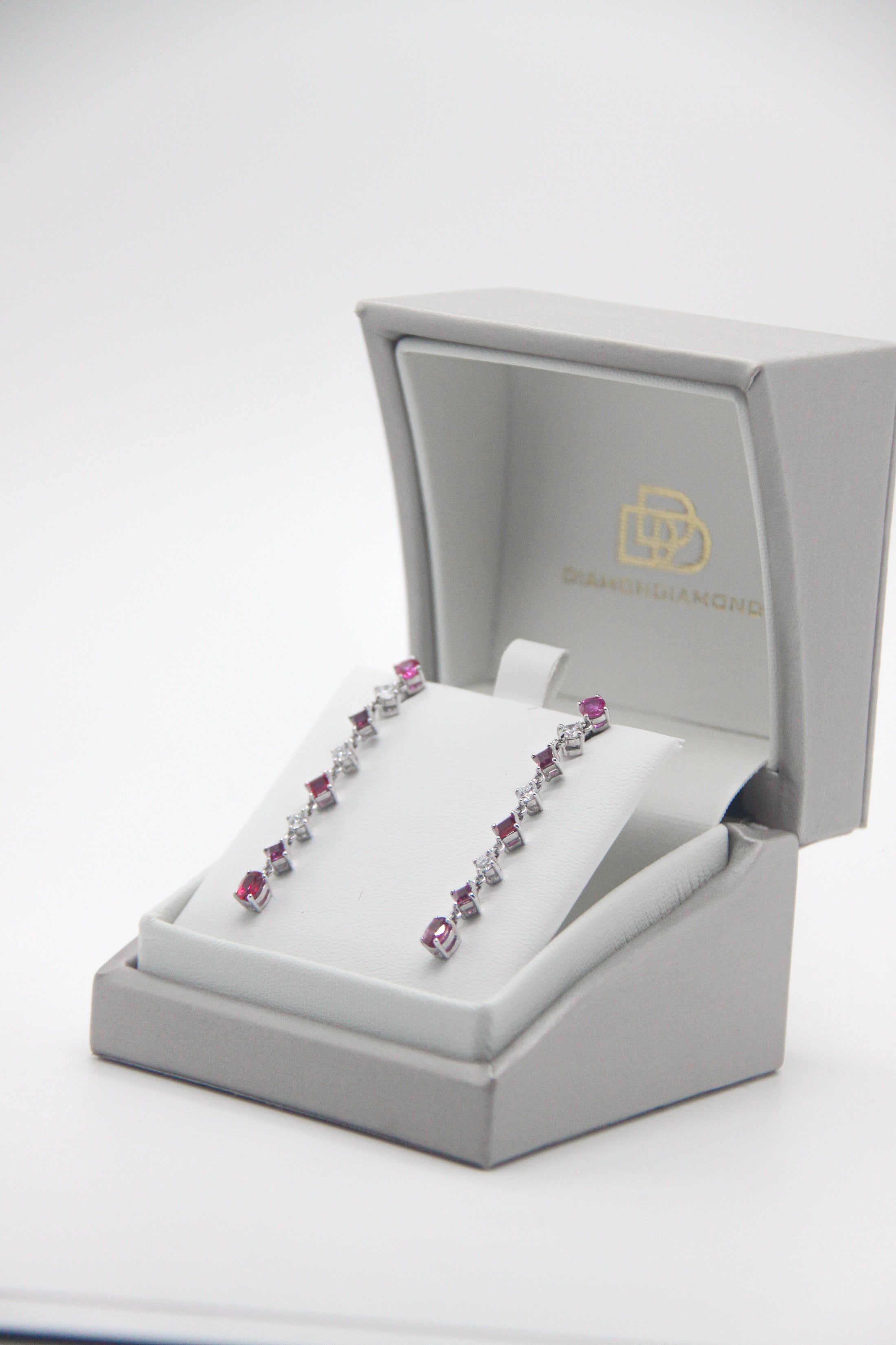 Natural Rubies and Diamond Pendant Earrings