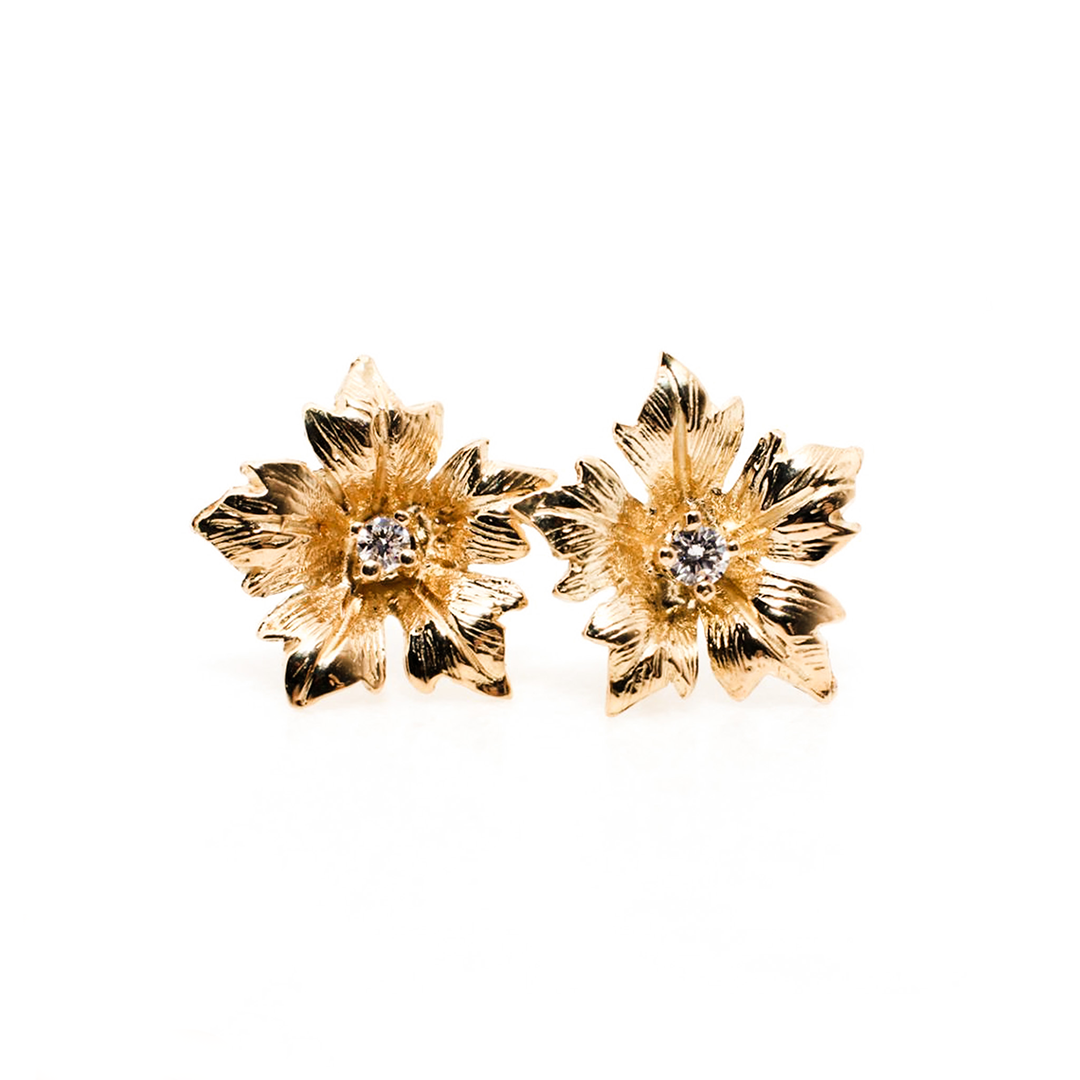 Yellow Gold Earrings with Diamonds